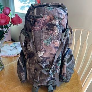 LL Bean Large Camo Backpack with lots of pockets